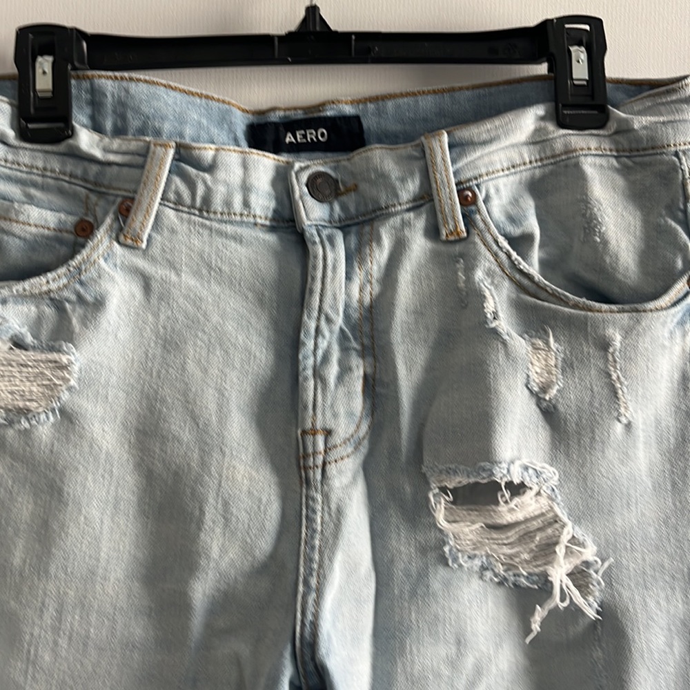 Aero slim cut-off denim blue shorts - Picture 2 of 7